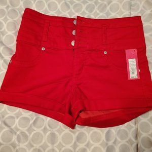 Red Three-button Shorts